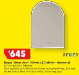 Harvey Norman Remer 'Great Arch' 700mm LED Mirror - Gunmetal. W700 x H1000 x D35mm offer