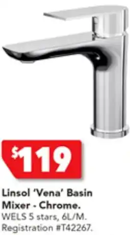 Harvey Norman Linsol 'Vena' Basin Mixer - Chrome offer