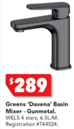 Harvey Norman Greens 'Davena' Basin Mixer - Gunmetal offer