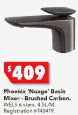 Harvey Norman Phoenix 'Nuage' Basin Mixer - Brushed Carbon offer