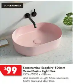 Harvey Norman Sanceramica 'Sapphire' 500mm Vessel Basin - Light Pink offer