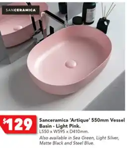 Harvey Norman Sanceramica 'Artique' 550mm Vessel Basin - Light Pink offer