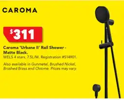Harvey Norman Caroma 'Urbane II' Rail Shower - Matte Black offer