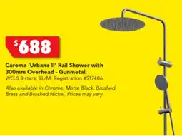 Harvey Norman Caroma 'Urbane II' Rail Shower with 300mm Overhead - Gunmetal offer
