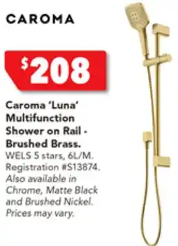 Harvey Norman Caroma 'Luna' Multifunction Shower on Rail - Brushed Brass offer