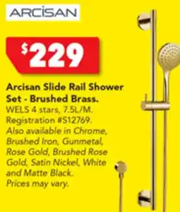 Harvey Norman Arcisan Slide Rail Shower Set - Brushed Brass offer