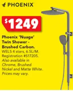 Harvey Norman Phoenix 'Nuage' Twin Shower - Brushed Carbon offer