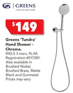 Harvey Norman Greens 'Tundra' Hand Shower - Chrome offer