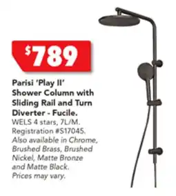 Harvey Norman Parisi 'Play II' Shower Column with Sliding Rail and Turn Diverter - Fucile offer