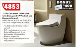 Harvey Norman TOTO One Piece Toilet Suite with Elongated S7 Washlet and Remote Control offer