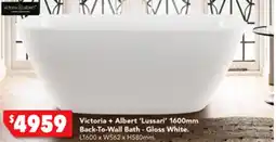 Harvey Norman Victoria + Albert 'Lussari' 1600mm Back-To-Wall Bath - Gloss White offer