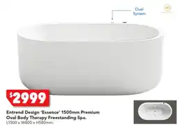 Harvey Norman Entrend Design 'Essence' 1500mm Premium Oval Body Therapy Freestanding Spa offer