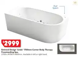 Harvey Norman Entrend Design 'Lindo' 1700mm Corner Body Therapy Freestanding Spa offer