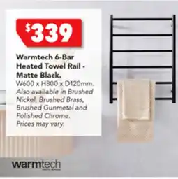 Harvey Norman Warmtech 6-Bar Heated Towel Rail - Matte Black offer