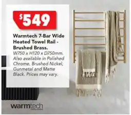 Harvey Norman Warmtech 7-Bar Wide Heated Towel Rail - Brushed Brass offer