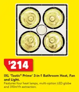 Harvey Norman IXL 'Tastic Prime' 3-in-1 Bathroom Heat, Fan and Light offer