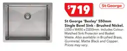 Harvey Norman St George 'Bexley' 550mm Single Bowl Sink - Brushed Nickel offer