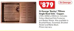 Harvey Norman St George 'Bexley' 750mm Single Bowl Sink - Copper offer