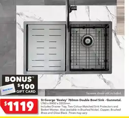 Harvey Norman St George 'Bexley' 760mm Double Bowl Sink - Gunmetal offer