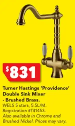 Harvey Norman Turner Hastings 'Providence' Double Sink Mixer - Brushed Brass offer