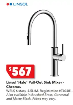 Harvey Norman Linsol 'Halo' Pull-Out Sink Mixer - Chrome offer