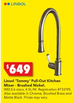 Harvey Norman Linsol 'Tommy' Pull-Out Kitchen Mixer - Brushed Nickel offer