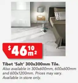 Harvey Norman Tibet 'Salt' 300x300mm Tile offer