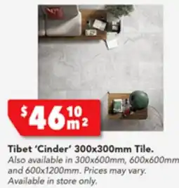 Harvey Norman Tibet 'Cinder' 300x300mm Tile offer
