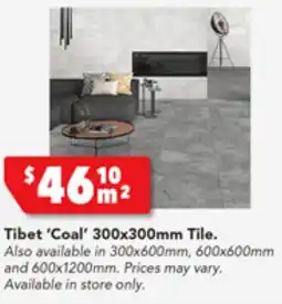 Harvey Norman Tibet 'Coal' 300x300mm Tile offer
