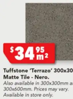 Harvey Norman Tuffstone 'Terrazo' 300x300mm Matte Tile - Nero offer