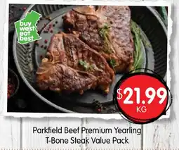 Spudshed Parkfield Beef Premium Yearling T-Bone Steak Value Pack offer