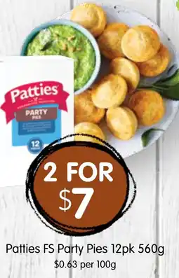 Spudshed Patties FS Party Pies 12pk offer