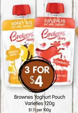 Spudshed Brownes Yoghurt Pouch Varieties offer