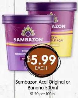 Spudshed Sambazon Acai Original or Banana offer