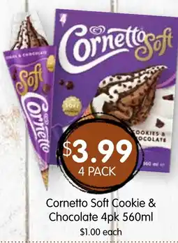Spudshed Cornetto Soft Cookie & Chocolate 4pk offer
