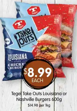 Spudshed Tegel Take Outs Louisiana or Nashville Burgers offer