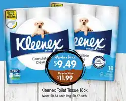 Spudshed Kleenex Toilet Tissue 18pk offer