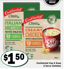 Friendly Grocer Continental Cup A Soup 2 Serve Varieties offer