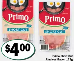Friendly Grocer Primo Short Cut Rindless Bacon offer