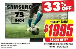 The Good Guys 75* QN70F NEO QLED 4K Mini-LED Smart A.I. TV 2025 offer
