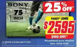 The Good Guys 75" BRAVIA 5 4K Mini-LED TV 2025 offer