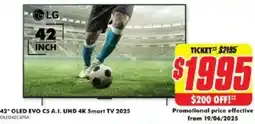 The Good Guys LG 42" OLED EVO C5 A.I. UHD 4K Smart TV 2025 offer