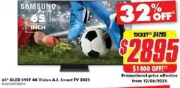The Good Guys SAMSUNG 65* OLED 590F 4K Vision A.I. Smart TV 2025 offer