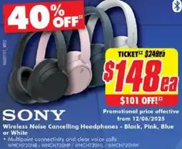 The Good Guys SONY Wireless Noise Cancelling Headphones offer
