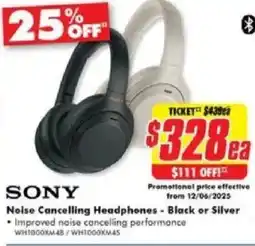 The Good Guys SONY Noise Cancelling Headphones offer