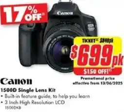 The Good Guys Canon 1500D Single Lens Kit offer