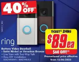 The Good Guys ring Battery Video Doorbell offer
