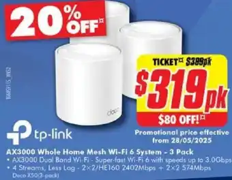 The Good Guys tp-link AX3000 Whole Home Mesh Wi-Fi 6 System offer
