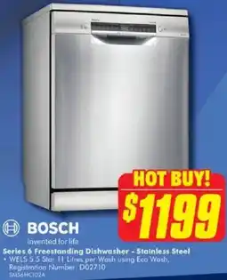 The Good Guys BOSCH Series 6 Freestanding Dishwasher offer