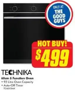 The Good Guys TECHNIKA 60cm 5 Function Oven offer